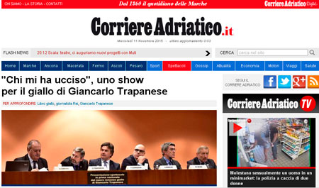 Corriere Adriatico - Agnese Testadiferro sul nuovo libro Chi mi ha ucciso? di Giancarlo Trapanese