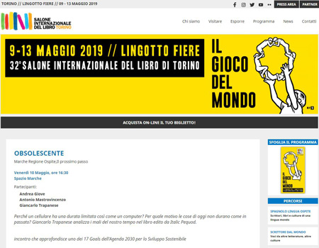 Obsolescente, Salone Internazionale Libro Torino, Venerdì 10 Maggio 2019, ore 16:00