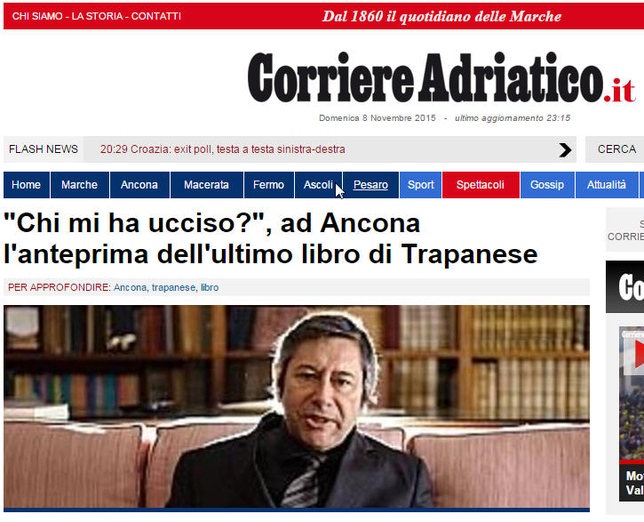 Il Corriere Adriatico - articolo presentazione nuovo libro di Giancarlo Trapanese