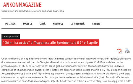 Ankonmagazine - Giornale on line dell'Amministrazione comunale di Ancona - chi mi ha ucciso?