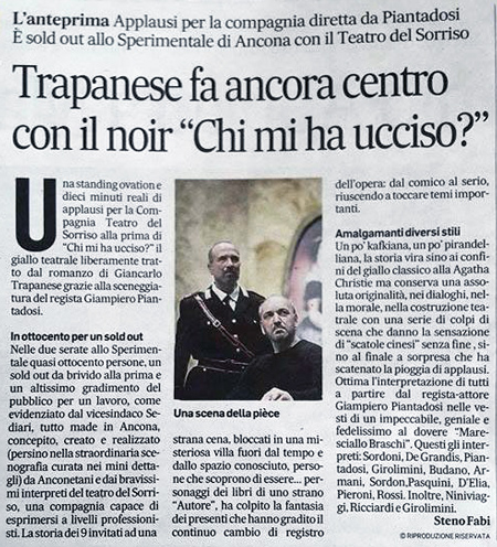 Corriere Adriatico - Trapanese fa ancora centro con il noir chi mi ha ucciso?
