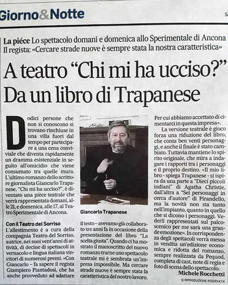 Giorno e notte - A Teatro Chi mi ha ucciso? Da un libro di Trapanese